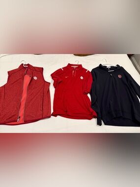 Oklahoma Sooners Cutter & Buck Vest, Nike Polo, Peter Miller Pullover- L